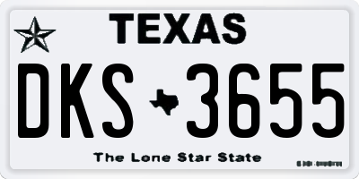 TX license plate DKS3655