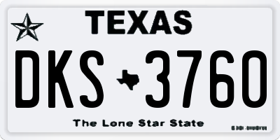 TX license plate DKS3760