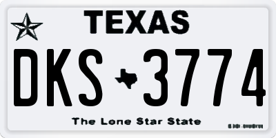 TX license plate DKS3774