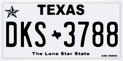 TX license plate DKS3788