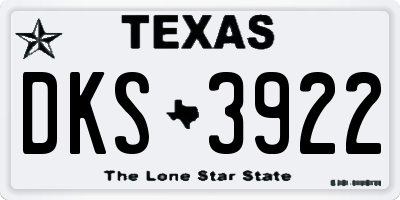 TX license plate DKS3922
