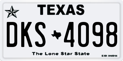 TX license plate DKS4098