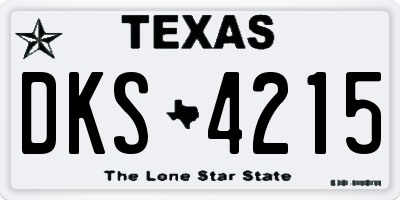 TX license plate DKS4215