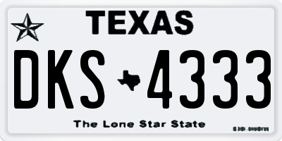 TX license plate DKS4333