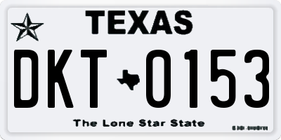 TX license plate DKT0153