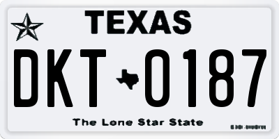TX license plate DKT0187