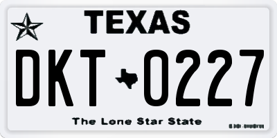 TX license plate DKT0227