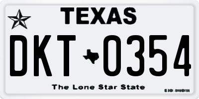 TX license plate DKT0354