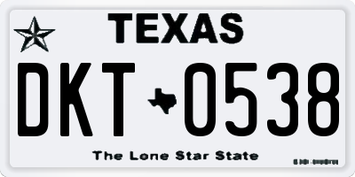 TX license plate DKT0538