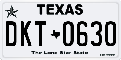 TX license plate DKT0630