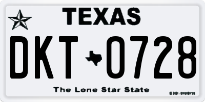 TX license plate DKT0728