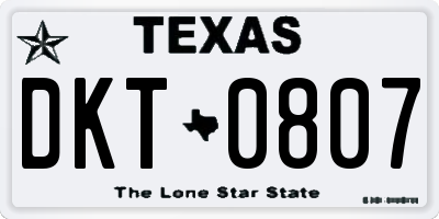 TX license plate DKT0807