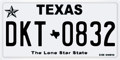 TX license plate DKT0832