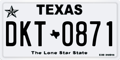TX license plate DKT0871
