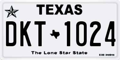 TX license plate DKT1024