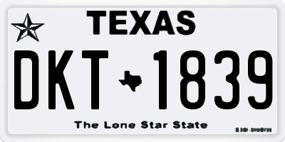 TX license plate DKT1839