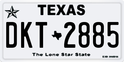 TX license plate DKT2885