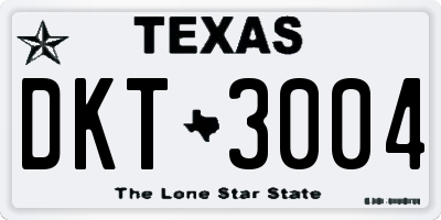 TX license plate DKT3004
