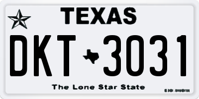 TX license plate DKT3031