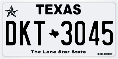 TX license plate DKT3045