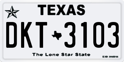 TX license plate DKT3103