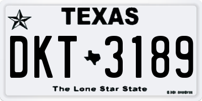 TX license plate DKT3189