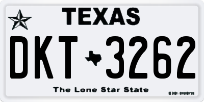 TX license plate DKT3262
