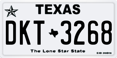 TX license plate DKT3268
