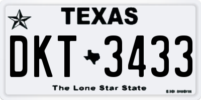 TX license plate DKT3433