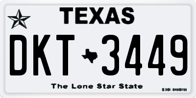 TX license plate DKT3449