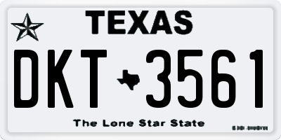 TX license plate DKT3561