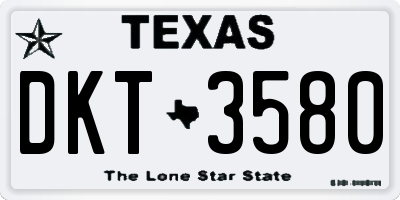 TX license plate DKT3580