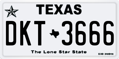 TX license plate DKT3666