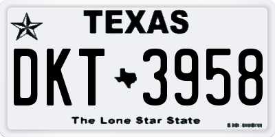 TX license plate DKT3958