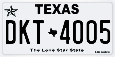 TX license plate DKT4005