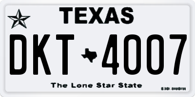 TX license plate DKT4007