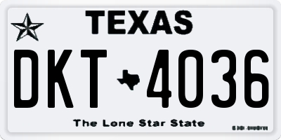 TX license plate DKT4036