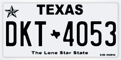 TX license plate DKT4053