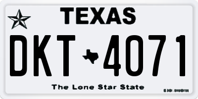 TX license plate DKT4071