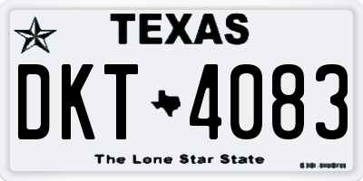 TX license plate DKT4083