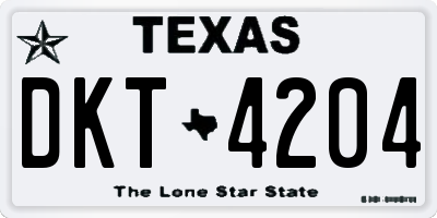 TX license plate DKT4204