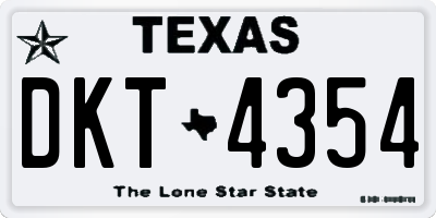 TX license plate DKT4354