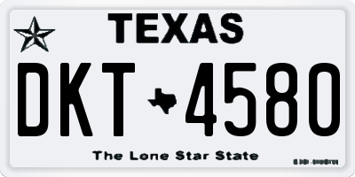 TX license plate DKT4580
