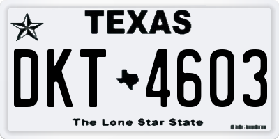TX license plate DKT4603
