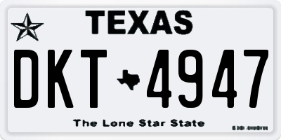 TX license plate DKT4947