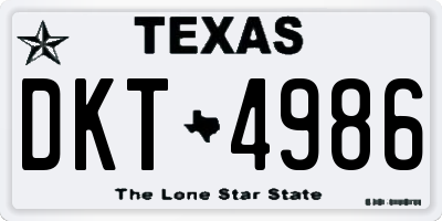TX license plate DKT4986