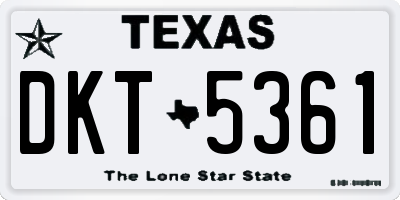 TX license plate DKT5361