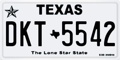 TX license plate DKT5542