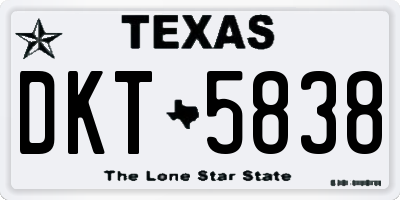 TX license plate DKT5838
