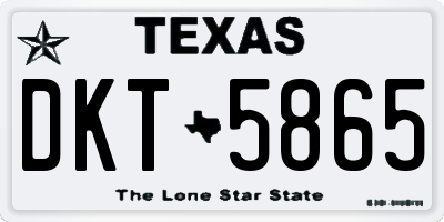 TX license plate DKT5865